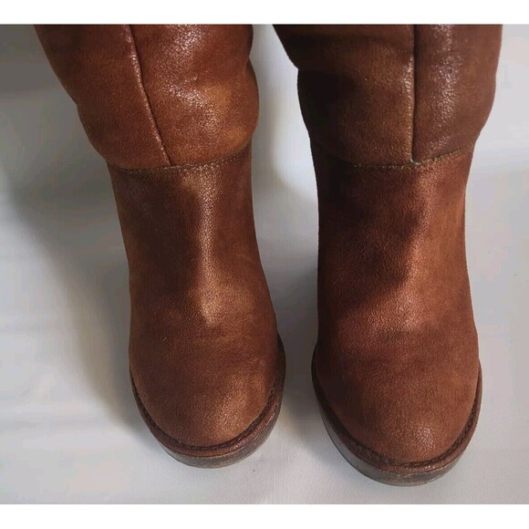 Michael Kors Calista Vicuna Distressed Suede High Knee Faux Fur Boots Size 7.5M - Picture 7 of 12